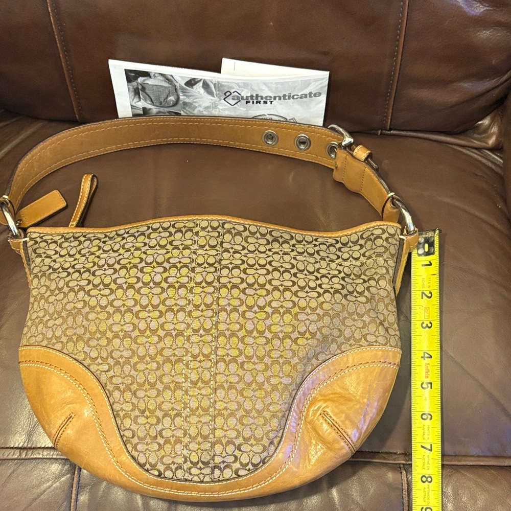 Coach Tan and Brown Small C Y2K Hobo Shoulder Bag Vintage F10924 - Picture 8 of 16